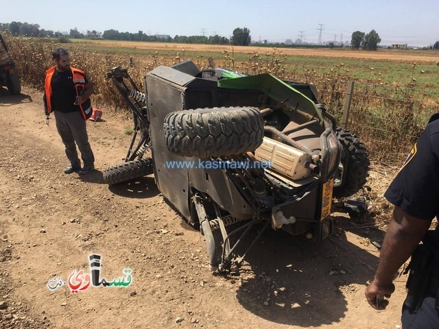  كفرقاسم - فيديو: حادث طرق ذاتي خطير  في مدخل  افيك واصابة شخصين بإصابات بالغة الخطورة بعد انقلاب تراكتور